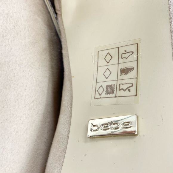 BEBE Benci High Heel Tassel Open Toe Nude Suede Ankle Bootie Size 9 - Picture 15 of 16